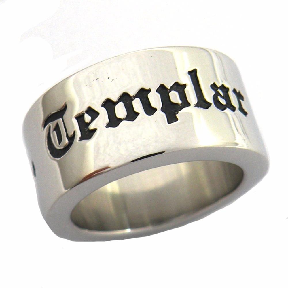 Knights Templar Ring - Stainless Steel With Cross - Bricks Masons