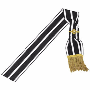 Knights Templar English Regulation Sash - Black and White Moire - Bricks Masons