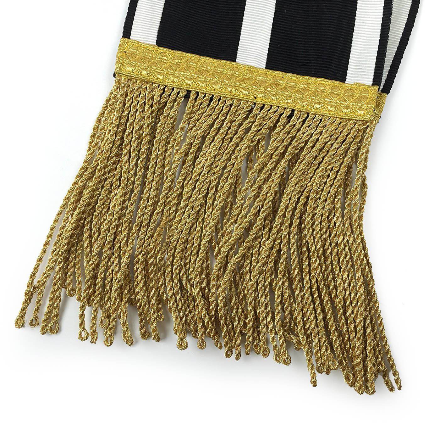 Knights Templar English Regulation Sash - Black and White Moire - Bricks Masons