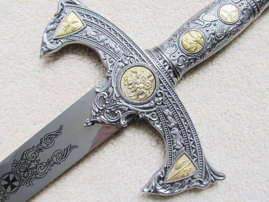 Knights Templar Sword - 12th Century Espada W/ Plaque 48" - Bricks Masons