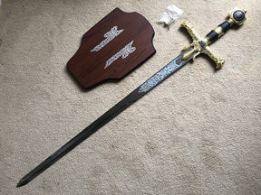Knights Templar Sword - King Solomon Gold Ark of the Covenant Gold W/ Plaque 48.6" - Bricks Masons