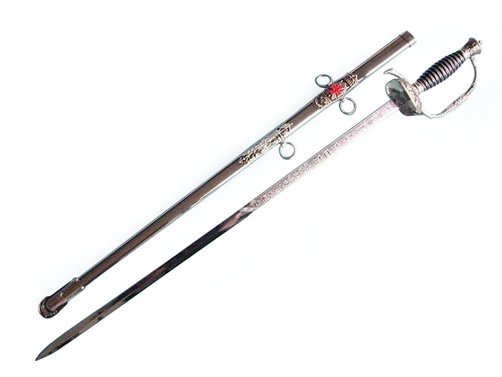 Knights Templar Sword - Red Cross Silver 35.6" - Bricks Masons