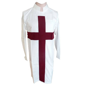 Knights Templar English Regulation Tunic -  Maroon Cross & White - Bricks Masons
