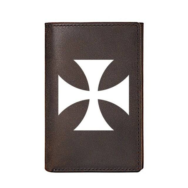 Knights Templar Wallet - Genuine Leather Cross and Credit Card Holder - Bricks Masons