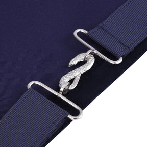 Marshal Blue Lodge Officer Apron - Kenton Lodge Navy Velvet With Silver Embroidery Thread - Bricks Masons