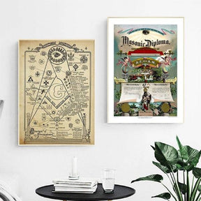 Masonic Canvas - Balck & white The Structure of Freemasonry Chart - Bricks Masons