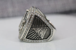 Past Master Blue Lodge Ring - Sterling Silver With Rhinestones - Bricks Masons