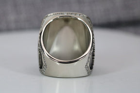 Past Master Blue Lodge Ring - White Gold Plated With Rhinestones - Bricks Masons