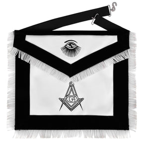 Master Mason Blue Lodge Apron - Black Velvet With Silver Machine Embroidery - Bricks Masons