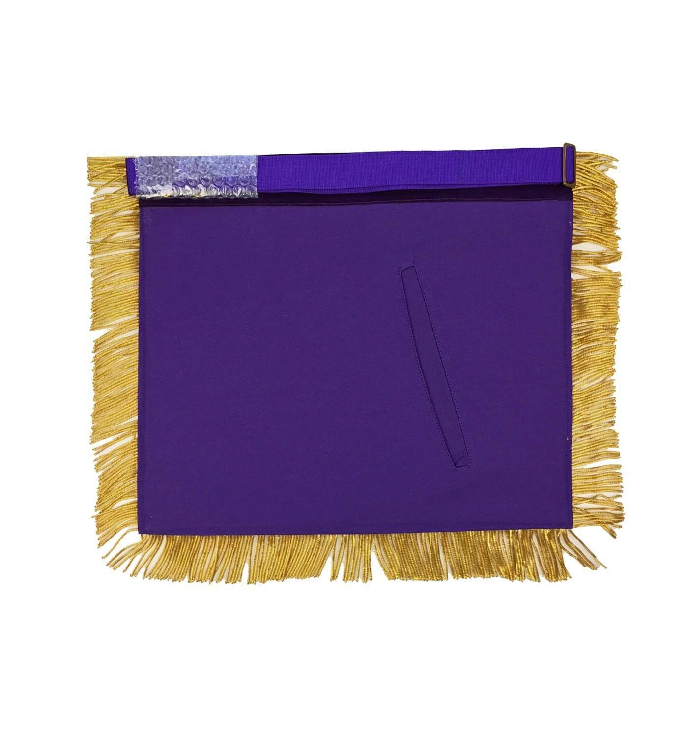 Master Mason Blue Lodge Apron - Purple Velvet with Gold Fringe Hand Embroidered - Bricks Masons