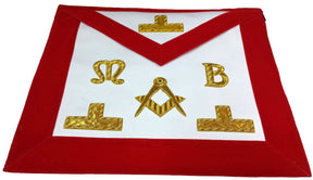 Master Mason Blue Lodge Apron - Red Velvet with Golden Bullion And Wire - Bricks Masons