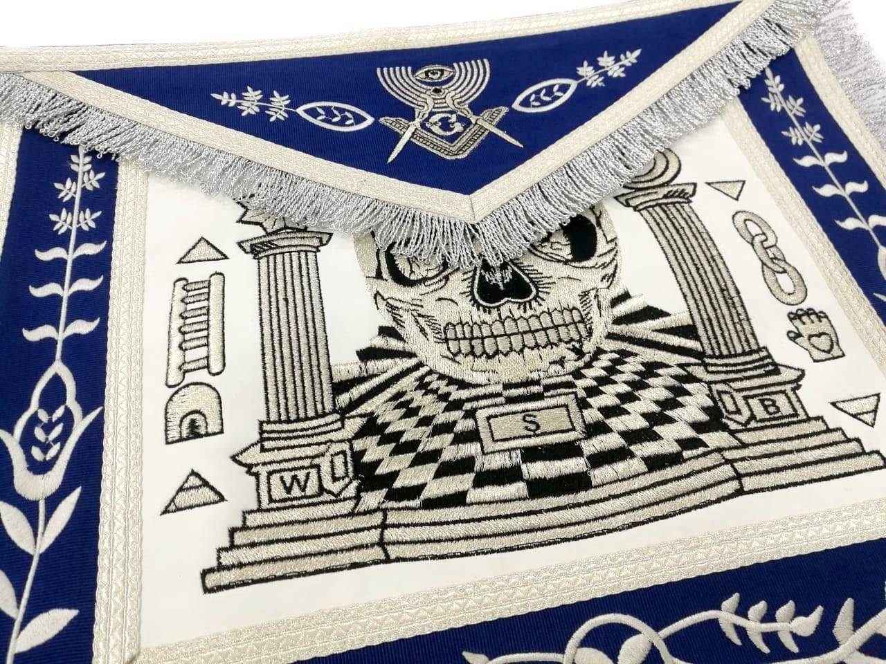 Master Mason Blue Lodge Apron - Skull Pillars Masters Carpet - Bricks Masons