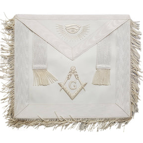 Master Mason Blue Lodge Apron - White Hand Embroidery - Bricks Masons