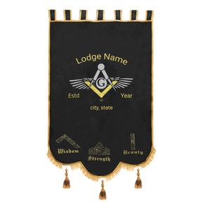 Master Mason Blue Lodge Banner - Machine Embroidery Fully Customizable - Bricks Masons