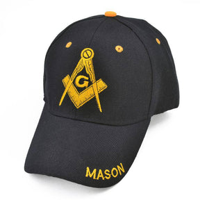 Master Mason Blue Lodge Baseball Cap - Black with Golden Embroidery - Bricks Masons