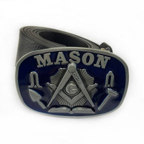 Master Mason Blue Lodge Belt - Square and Compass G - Bricks Masons