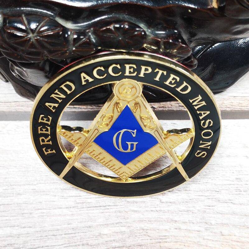 Master Mason Blue Lodge Car Emblem - 3'' FREE AND ACCEPTED MASONS Black Medallion - Bricks Masons