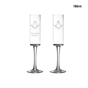 Master Mason Blue Lodge Champagne Flute - 2 Pieces Set - Bricks Masons