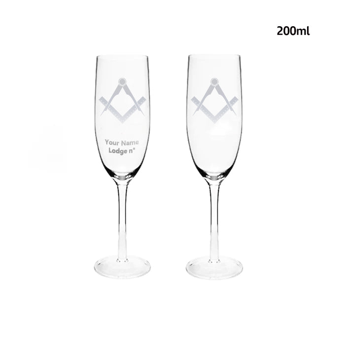 Master Mason Blue Lodge Champagne Flute - 2 Pieces Set - Bricks Masons