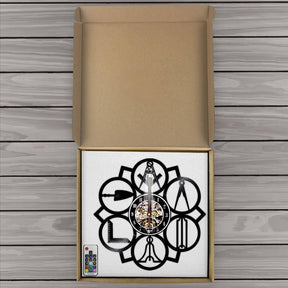 Master Mason Blue Lodge Clock - Led Vinyl Various Colors - Bricks Masons