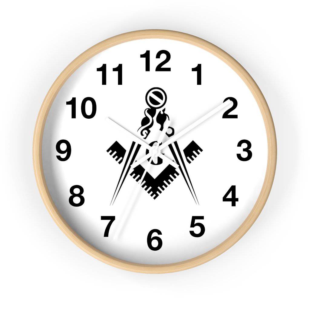 Master Mason Blue Lodge Clock - Square & Compass G - Bricks Masons