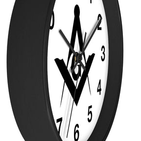 Master Mason Blue Lodge Clock - Wooden Frame Square & Compass G - Bricks Masons