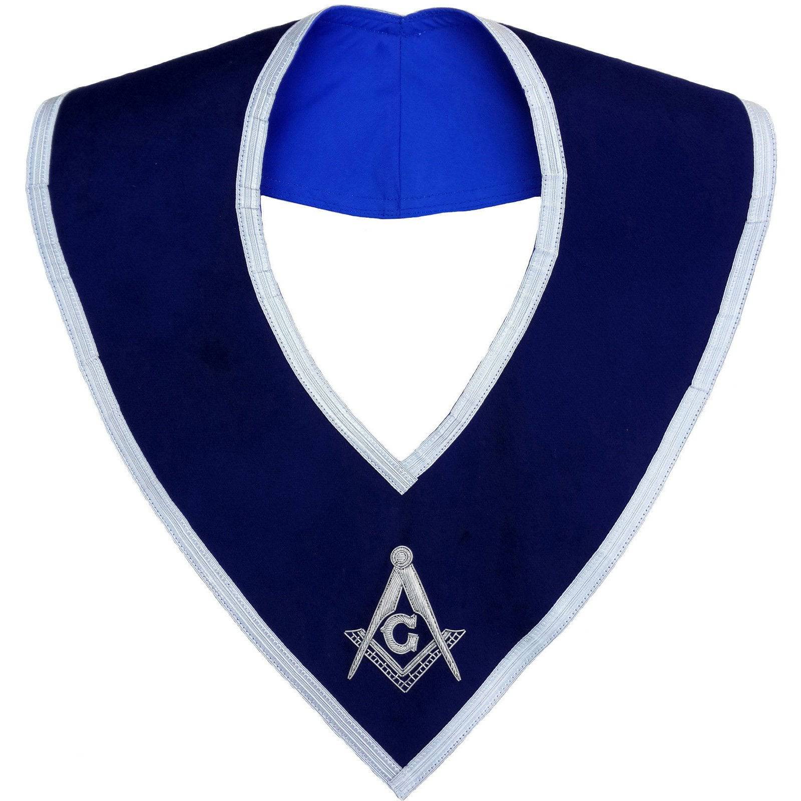 Master Mason Blue Lodge Collar - Dark Blue Velvet - Bricks Masons