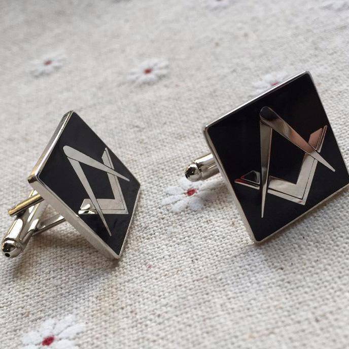 Master Mason Blue Lodge Cufflink - Silver & Black - Bricks Masons
