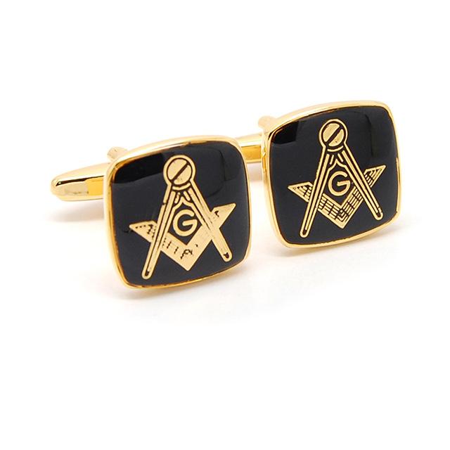 Master Mason Blue Lodge Cufflink - Square and Compass G Golden - Bricks Masons