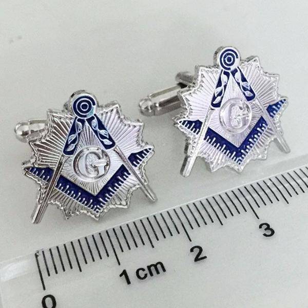 Master Mason Blue Lodge Cufflink - Square & Compass Sunburst - Bricks Masons