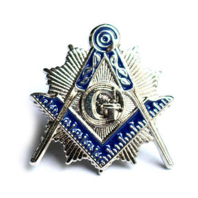 Master Mason Blue Lodge Lapel Pin - Blue Compass And Square G - Bricks Masons
