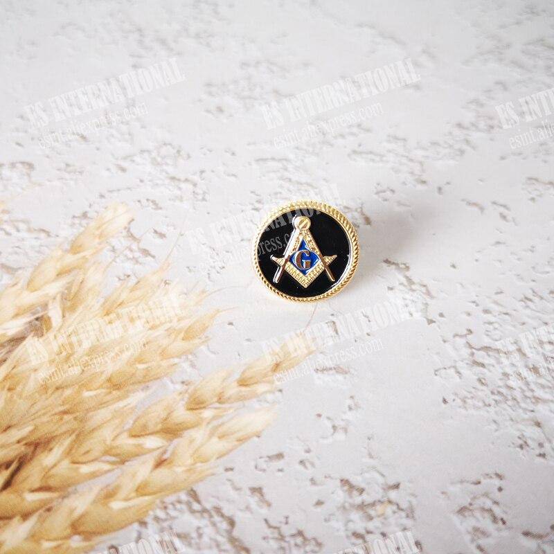 Master Mason Blue Lodge Lapel Pin - Square & Compass G Black & Gold - Bricks Masons
