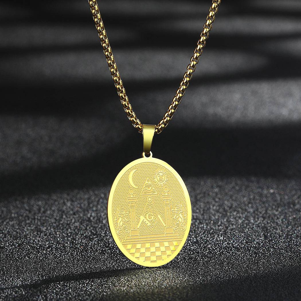 Master Mason Blue Lodge Necklace - Boaz And Jachin Pillars - Bricks Masons