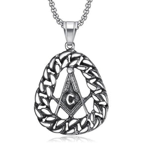 Master Mason Blue Lodge Necklace - Compass & Square G Stainless Steel - Bricks Masons