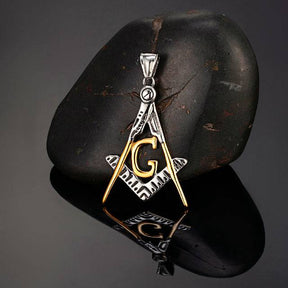 Master Mason Blue Lodge Necklace - Stainless Steel Square and Compass - Bricks Masons