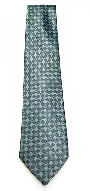 Master Mason Blue Lodge Necktie - Grey Squared - Bricks Masons