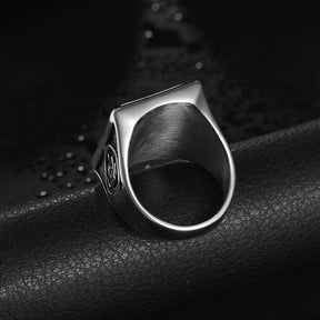 Master Mason Blue Lodge Ring - Silver Titanium Steel - Bricks Masons