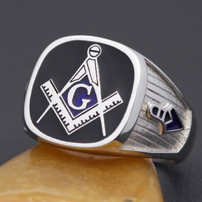 Master Mason Blue Lodge Ring - Sterling Silver - Bricks Masons