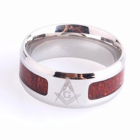 Master Mason Blue Lodge Ring - Wood Texture Stainless Steel - Bricks Masons