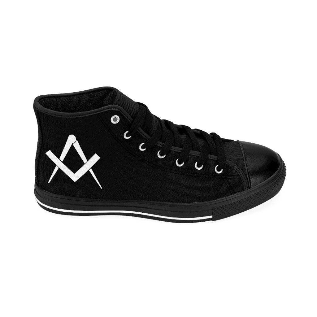 Master Mason Blue Lodge Sneaker - High-Top Black Square & Compass - Bricks Masons