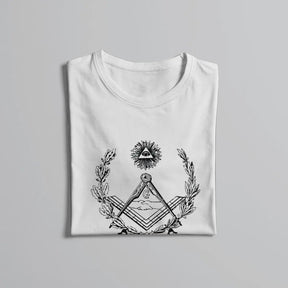 Master Mason Blue Lodge T-Shirt - White & Black Polyester - Bricks Masons