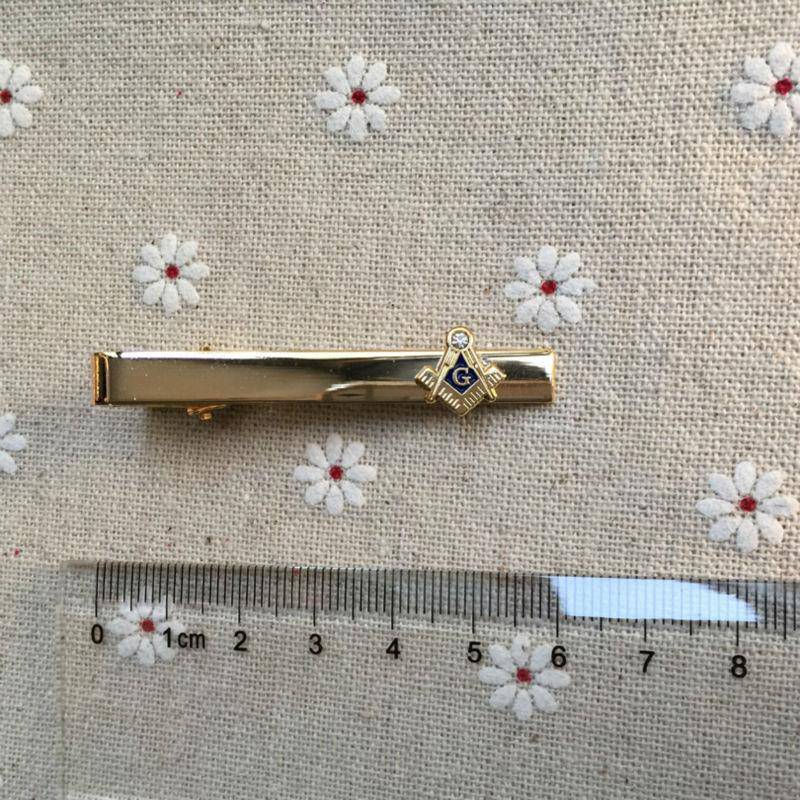 Master Mason Blue Lodge Tie Clip - Gold & Silver Rhinestone - Bricks Masons