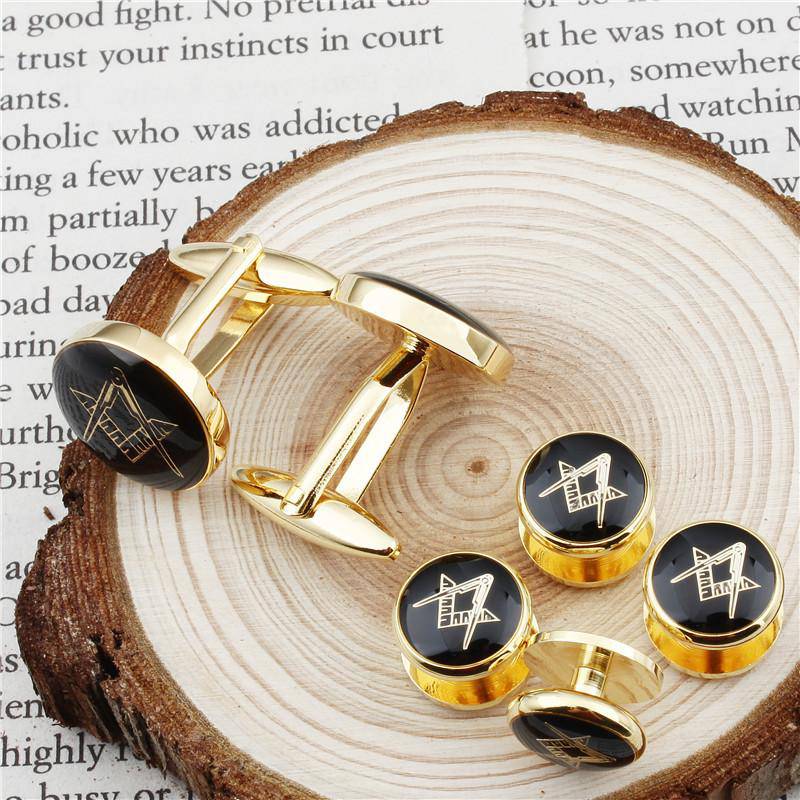 Master Mason Blue Lodge Tuxedo Stud - Gold or Silver 4, 6 Pieces Set - Bricks Masons