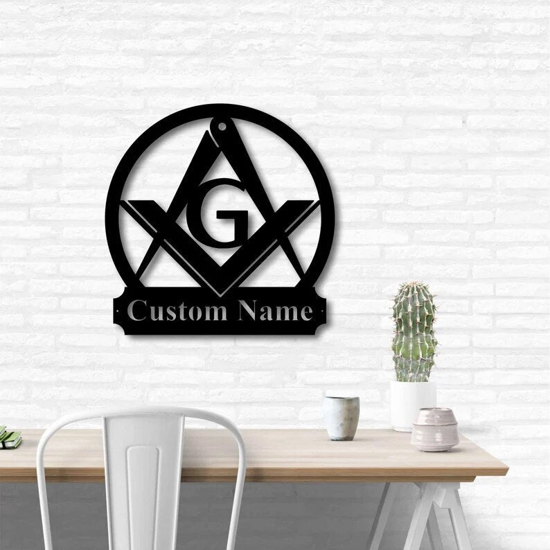 Master Mason Blue Lodge Wall Monogram - Wooden Art - Bricks Masons