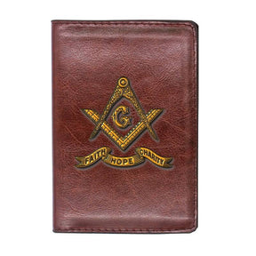 Master Mason Blue Lodge Wallet - Credit Card Holder (Black/Brown) - Bricks Masons