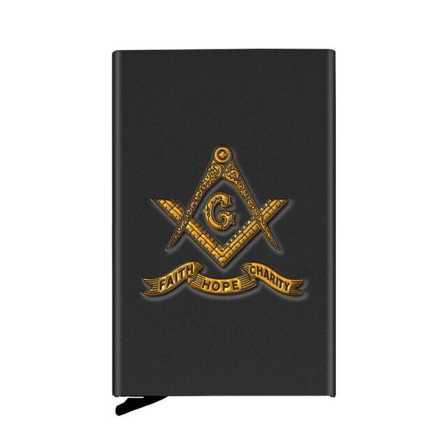Master Mason Blue Lodge Wallet - Faith Hope Charity, Popup Credit Card - Bricks Masons