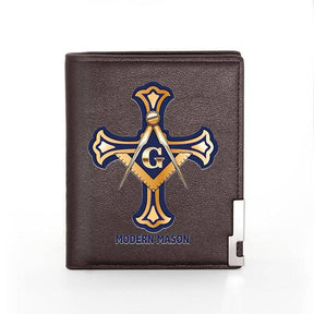 Master Mason Blue Lodge Wallet - Square and Compass G (Black & Brown) - Bricks Masons