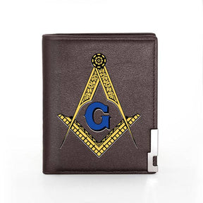 Master Mason Blue Lodge Wallet - Square & Compass G with Credit Card Holder (black, brown) - Bricks Masons