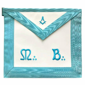 Master Mason French Rite Apron - Sky Blue Moire Square & Compass - Bricks Masons