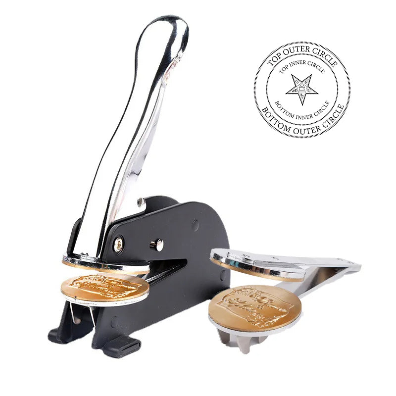 Order Of The Eastern Star Desktop Seal Press - Stainless Steel With Black Customizable - Bricks Masons